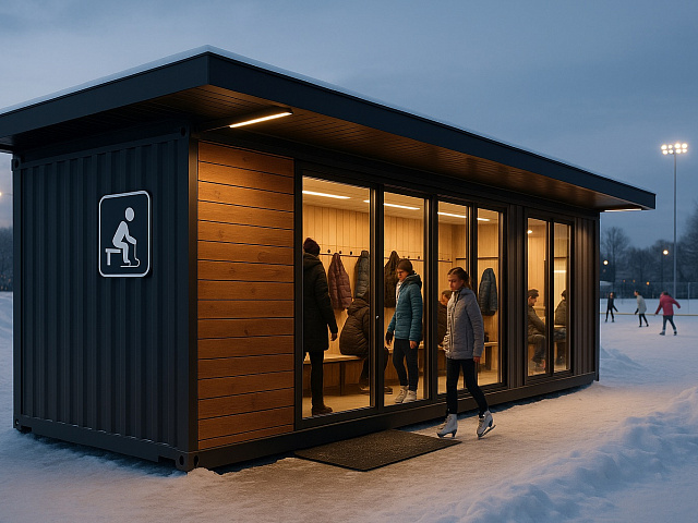 Модульная тёплая раздевалка для катков и зимних стадионов